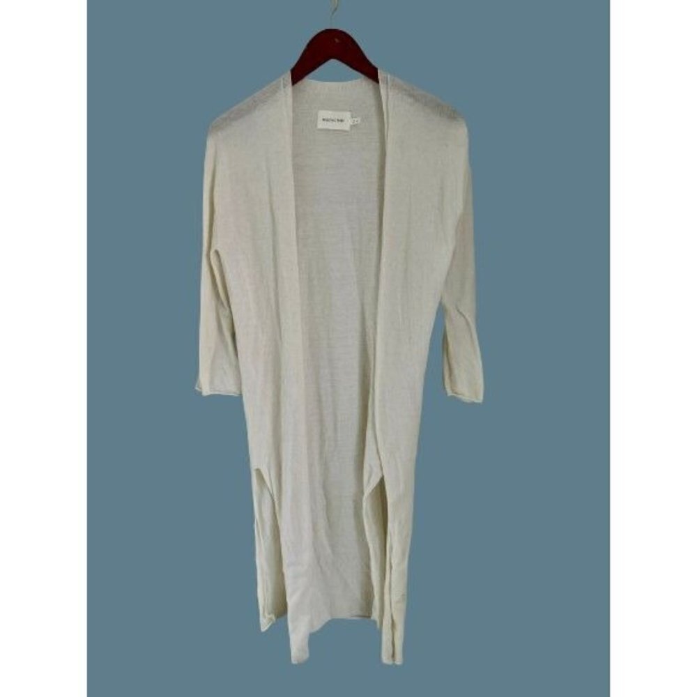 MIJONG PARK SIDE SLIT CARDIGAN Wool Blend Sweater White Long Bohemian Size Small